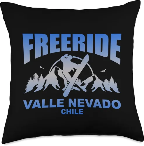Vista 4 de Freeride Valle Nevado by Vertical Blue Designs Freeride Snowboard Valle Nevado Chile Throw Pillow, 16x16, Multicolor