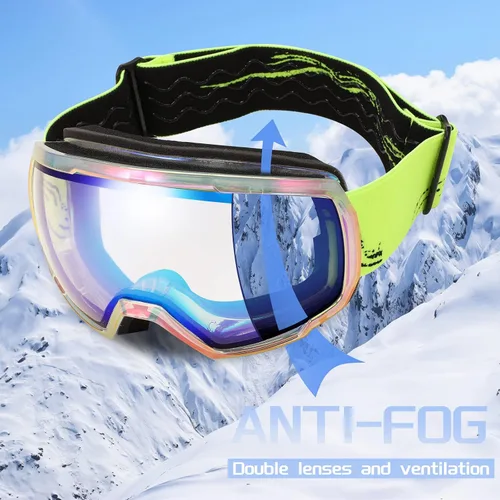 Vista 4 de FEISEDY Ski Goggles, OTG Snow Sport Goggles for Adult Youth, Anti-Fog UV400 Protection Bendable Dual-Lenses B2961