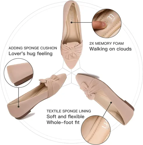 Vista 3 de MUSSHOE - Zapatos planos para mujer, de espuma viscoelástica, cómodos y puntiagudos