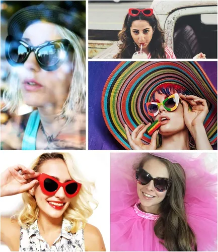 Vista 5 de FEISEDY Retro Ojo de Gato Mujeres Gafas de sol Cateye Acetato Marco Policarbonato Lentes B2239