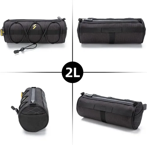 Vista 7 de ROCKBROS - Bolsa para manillar de bicicleta pequeña, bolsa de barra de bicicleta práctica, bolsas delanteras de bicicleta, bolsa de almacenamiento