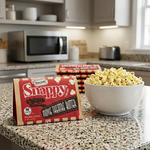 Vista 3 de Snappy Palomitas de maíz para microondas con mantequilla para cine y cine, 3.5 onzas, paquete de 48
