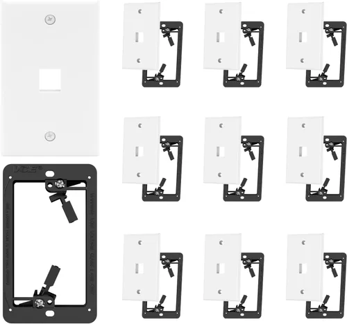 Vista 10 de VCE Placa de pared Keystone de 1 puerto (certificación UL), color blanco