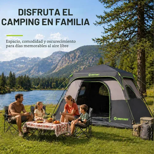 Vista 9 de Instant Tent, 6 Person Blackout Tents for Camping with Top Rainfly