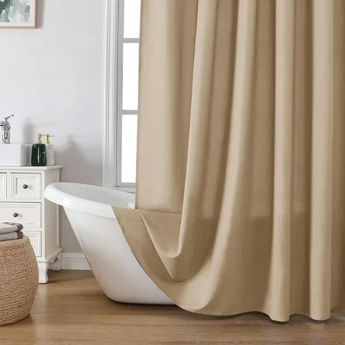 Vista 24 de OVZME Zora Cortina de Ducha de Tela para Cabina de 36 x 72 Pulgadas - Cortina de Ducha Pequeña Suave Negra para Baño para Tamaño de Cabina Estrecha