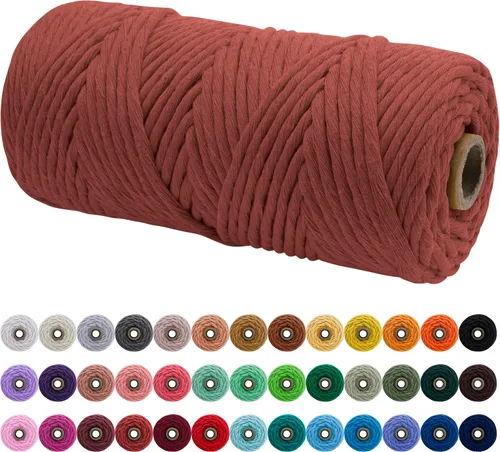 Vista 44 de JeogYong Cordón de macramé de un solo hilo 3 mm x 109 yardas (328 pies) Cuerda de algodón suave Hilo de macramé de 3 mm, suministros de macramé