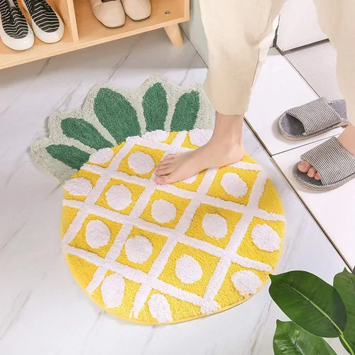 Vista 9 de Tapete antideslizante con diseño de piña, diseño de piña de dibujos animados, para decoración del hogar, sala de estar, dormitorio, baño, fruta