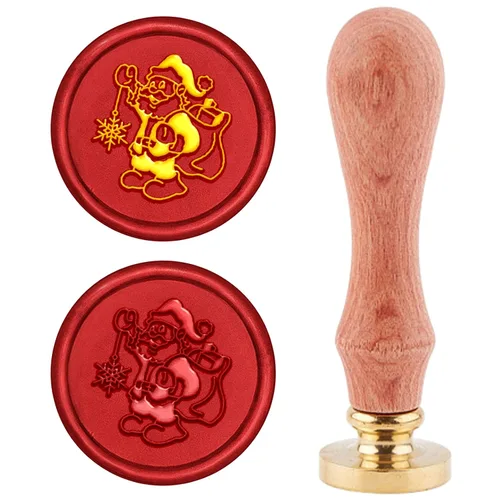 Vista 18 de CRASPIRE Sello de cera de Navidad con diseño de copos de nieve, cornamenta de árbol, retro, 0.98 pulgadas, latón extraíble con mango de madera