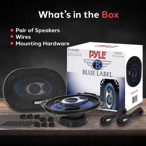 Vista 6 de Pyle 4' x 6' Sistema de altavoces de sonido de tres vías - Audio fuerte triaxial de rango medio profesional 240 vatios por par con impedancia de 4
