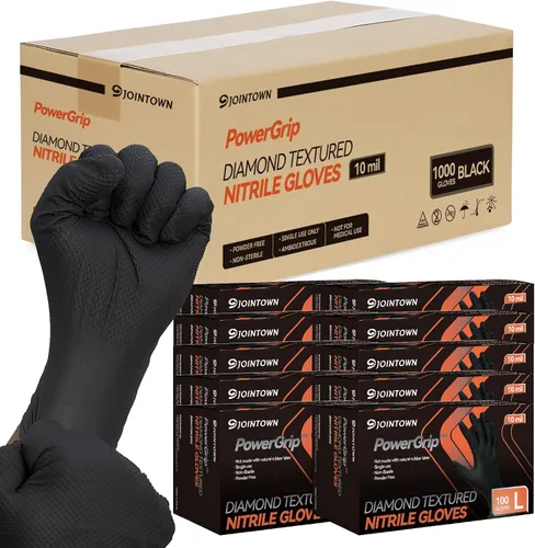 Vista 25 de Jointown Guantes Básicos de Nitrilo de Servicio Pesado, Guantes de Mecánico de Nitrilo Desechables de 8 Mil, con Textura de Diamante Elevada, Caja