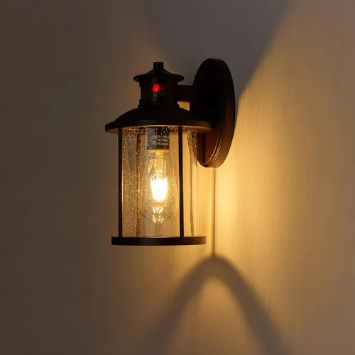 Vista 5 de MICSIU Lámpara de pared exterior con sensor de movimiento de 11.5 pulgadas, aplique de pared para exterior del anochecer al amanecer con cristal