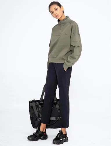 Vista 2 de AJISAI - Pantalones deportivos 78 para mujer PetiteRegular, pantalones de viaje con bolsillos, pantalones deportivos casuales elásticos