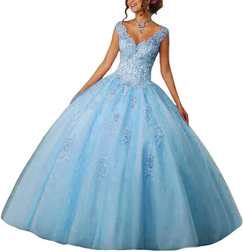 Vista 35 de QXMYOO Vestido de Gala de Quinceañera Sweet 16 Fiesta de Graduación Vestido de Princesa para Adolescentes Negro (Style1-Black)