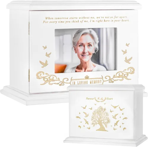 Vista 7 de Urnas de cremación para cenizas humanas de adultos hombres y mujeres, urna de madera para cenizas, urnas de marco de fotos de madera, caja y ataúd