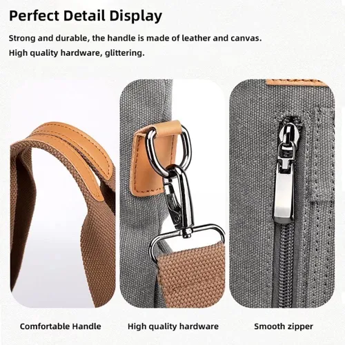 Vista 5 de Bolso de lona para mujer, bolso de hombro de tela, bolso cruzado casual, bolso cruzado grande con asa superior