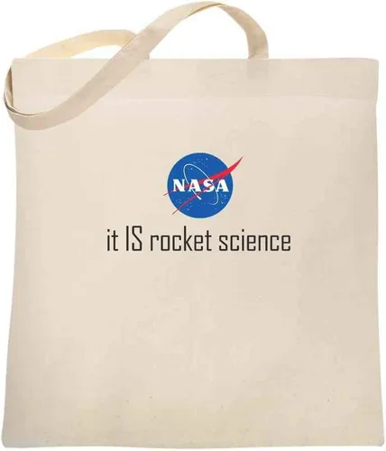 Vista 2 de Pop Threads Bolsa de lona divertida con logotipo de It IS Rocket Science aprobada por la NASA