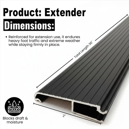 Vista 2 de KC Hardware - Extensión de umbral de aluminio, extensor de umbral de puerta de alta resistencia para umbral existente, transición suave de puerta
