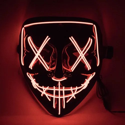 Vista 3 de Máscara de purga de hacker con luz LED para cosplay de Halloween, suministros de fiesta de carnaval, festival de carnaval