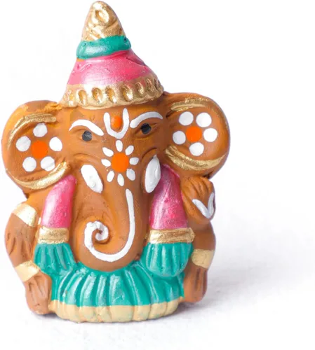 Vista 7 de Desi Favors Ídolo de Ganesha chapado en latón, mini figura de Lord Ganesha hindú de oro natural para tablero de instrumentos del automóvil
