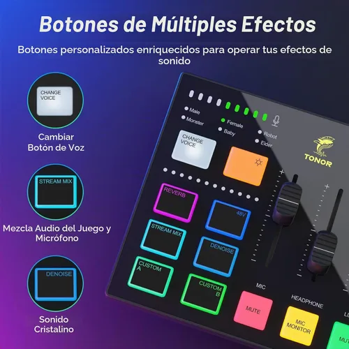 Vista 6 de TONOR Kit de micrófono dinámico para podcasts, interfaz de audio y micrófono XLR/USB para podcasting, grabación, micrófono de estudio cardioide XLR