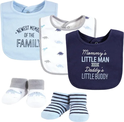 Vista 3 de Hudson Baby Conjunto de babero y calcetines unisex de algodón para bebé