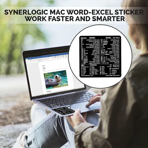 Vista 3 de Synerlogic Pegatina para hoja de trucos de accesos directos de Word y Excel para Mac Adhesivos de acceso directo de teclado de referencia rápida