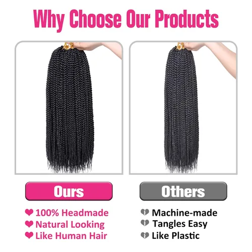 Vista 5 de Unionbeauty - Paquete de 8 trenzas de caja Goddess de cabello a ganchillo, 144 mechones por lote, trenzas de ganchillo preenlazadas, trenzas de caja