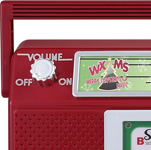 Vista 7 de Mr. Christmas Santa's Boom Box Radio – Boombox de Navidad retro de 10 pulgadas con luces LED, 9 canciones navideñas, 3 estaciones de radio de Santa