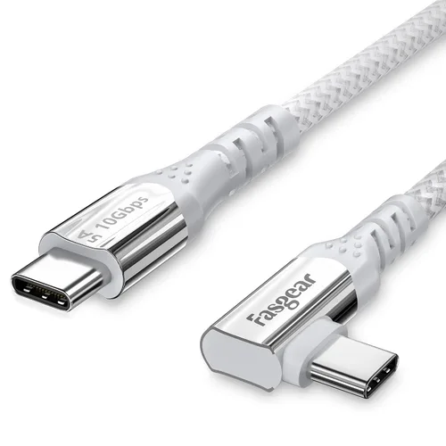 Vista 8 de Cable Fasgear USB-C a USB C de 100W Power Delivery 3 pies 90 grados Tipo C 3.1 Gen 2, cable de sincronización de datos de 10Gbps y carga rápida 5A