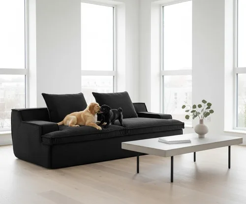 Vista 12 de Comfora Sofá de 4 plazas de gran tamaño, sofá de espuma completa para sala de estar con reposabrazos anchos, tapicería de pana suave, sofá