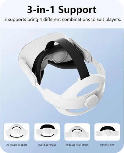 Vista 3 de Aolukytech Head Strap for Oculus Quest 2, Replacement 3-in-1 Adjustable Elite Strap Compatible with OculusMeta Quest 2, Head Strap Accessories for