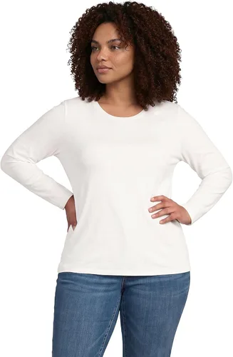 Vista 46 de Lands' End - Camiseta de manga larga, cuello redondo y holgada de algodón Supima cultivado en EE. UU. para mujer Blanco