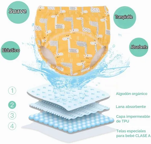 Vista 3 de U0U Pantalones de entrenamiento de algodón para bebés, ropa interior de entrenamiento para niños y niñas
