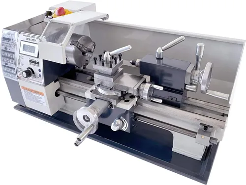 Vista 2 de TECHTONGDA Mini torno de metal Torno de banco de precisión Motor sin escobillas Engranajes de metal Máquina de torno de bricolaje 50-2500 RPM
