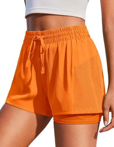 Vista 8 de PINSPARK - Pantalones cortos de cintura alta para mujer, de secado rápido, con bolsillo, para el gimnasio Negro