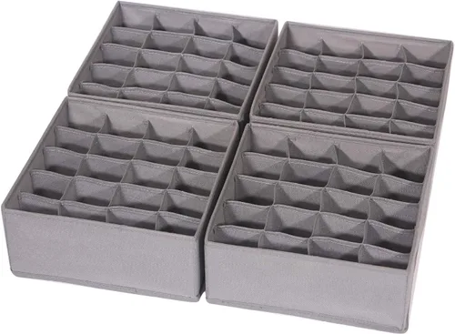 Vista 8 de DIOMMELL Paquete de 4 cajas de almacenamiento de tela plegables para armario, aparador, cajón, cestas de tela, contenedores divisores para ropa