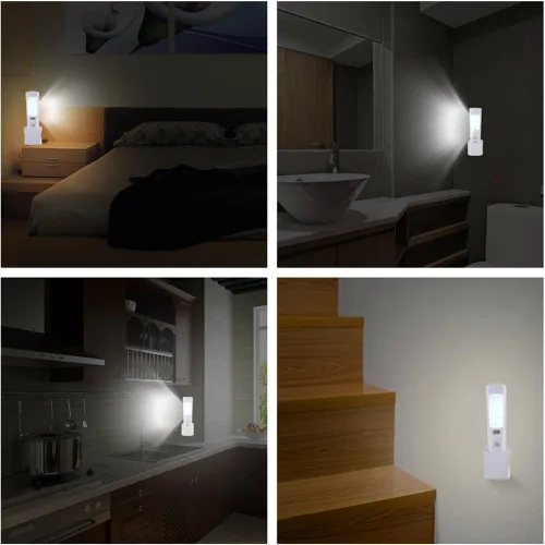 Vista 5 de Luz nocturna de pared con sensor de movimiento 4 en 1, luz LED de falla de energía, linternas de emergencia, linterna recargable, luz de corte