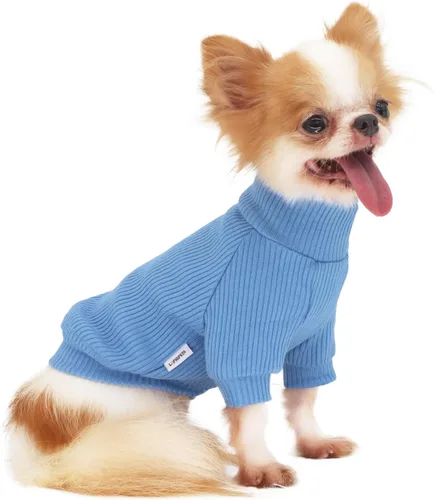 Vista 13 de LOPHIPETS Suéteres de cuello alto para perros pequeños para Chihuahua Teacup Yorkie Cachorro Ropa para Gatos - Rosa Claro Brillante/XXS