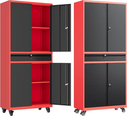 Vista 22 de Letaya Gabinetes de almacenamiento de garaje de metal con ruedas,Gabinete Negro
