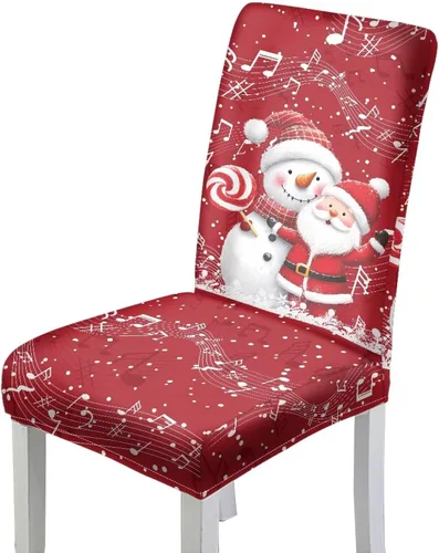 Vista 16 de HUGS IDEA Christmas Seat Covers for Dining Room Chairs Set of 6 Music Notes Stretch Chair Slipcovers Protector Removable and Washable Kitchen Dining