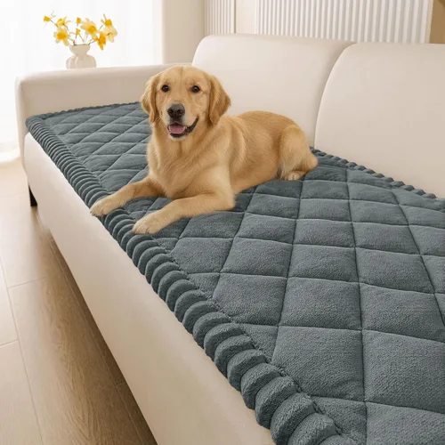Vista 10 de Smiry Couch Cover for Dogs, Non Slip Washable Pet Sofa Protector for Large Dogs, Cats, Fuzzy Plush Sofa Covers Backrest & Armrest, Against Fur, Dirt
