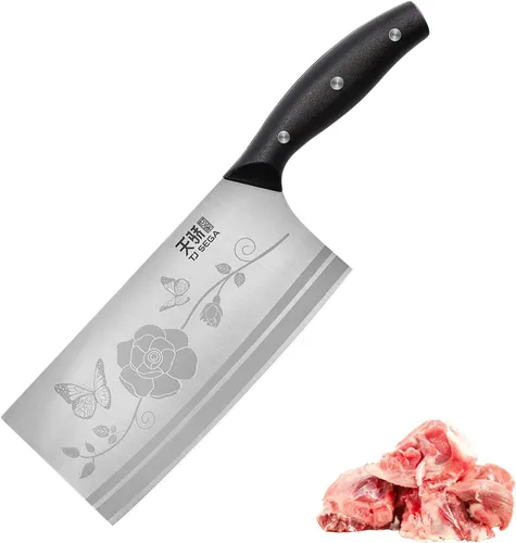 Vista 12 de TJ POP Cuchilla China de Chef, Cuchillo de Acero Inoxidable de 7.5 Pulgadas con Mango Ergonómico, Cuchillo de Cocina Ultra Afilado para Hogar
