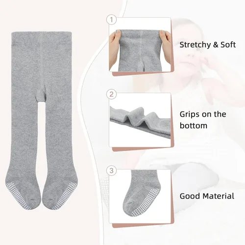 Vista 5 de American Trends Medias de bebé con agarre antideslizante, calcetines para recién nacidos, leggings ultra suaves