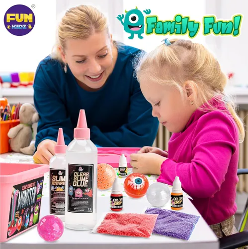 Vista 7 de Kit de slime de monstruo de Halloween para niñas de 6 a 12 años, kit de fabricación de slime FunKidz que brilla en la oscuridad para niños, haz