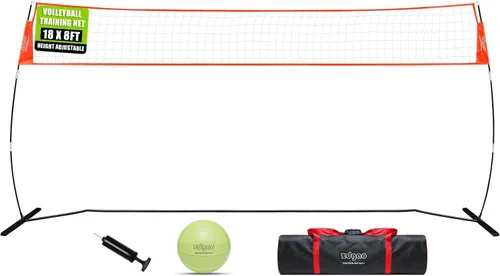 Vista 9 de Red de entrenamiento de voleibol portátil de 12 pies/18 pies para golpear o servir taladros, red de práctica independiente para exteriores e
