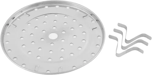 Vista 2 de uxcell Placa redonda de acero inoxidable para cocinar alimentos Steamer Rack Plate 7.7 in Dia 2pcs tono plateado