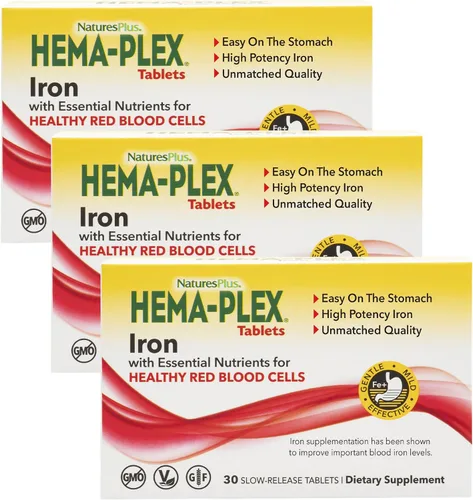 Vista 11 de NaturesPlus Hema-Plex Iron - 10 tabletas de liberación lenta - 85 mg de hierro quelado - Salud total de la sangre - con vitamina C y bioflavonoides