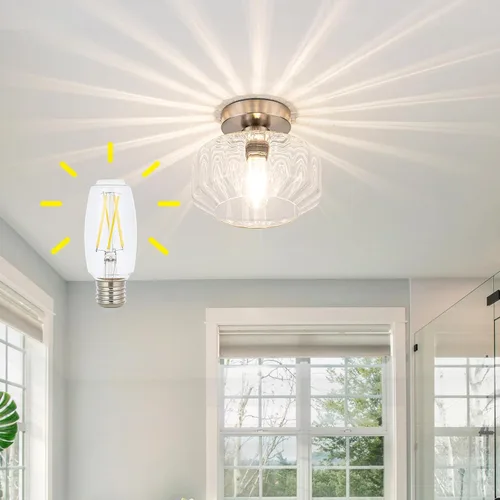 Vista 13 de Lámpara de techo empotrada de vidrio ahumado con LED de 1200 lúmenes, color negro champán dorado de 8.66 pulgadas, accesorio clasificado para Negro
