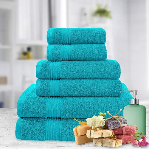 Vista 4 de Juego de toallas American Veteran Towel, de lujo, 6 piezas de algodón 100 % turco para máxima suavidad y absorción, para hotel y spa