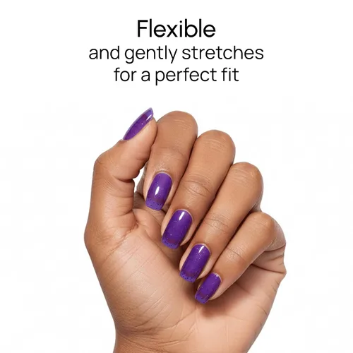 Vista 5 de Color Street Tiras de uñas Wild Grape – Brillantina índigo transparente brillante – Capa sobre otros tonos de acabado brillante – 16 tiras de doble